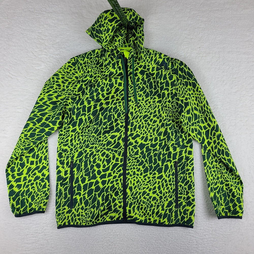Adidas Windbreaker Hoodie Mens M Green Full Zip Sweater Rain Jacket Lightweight